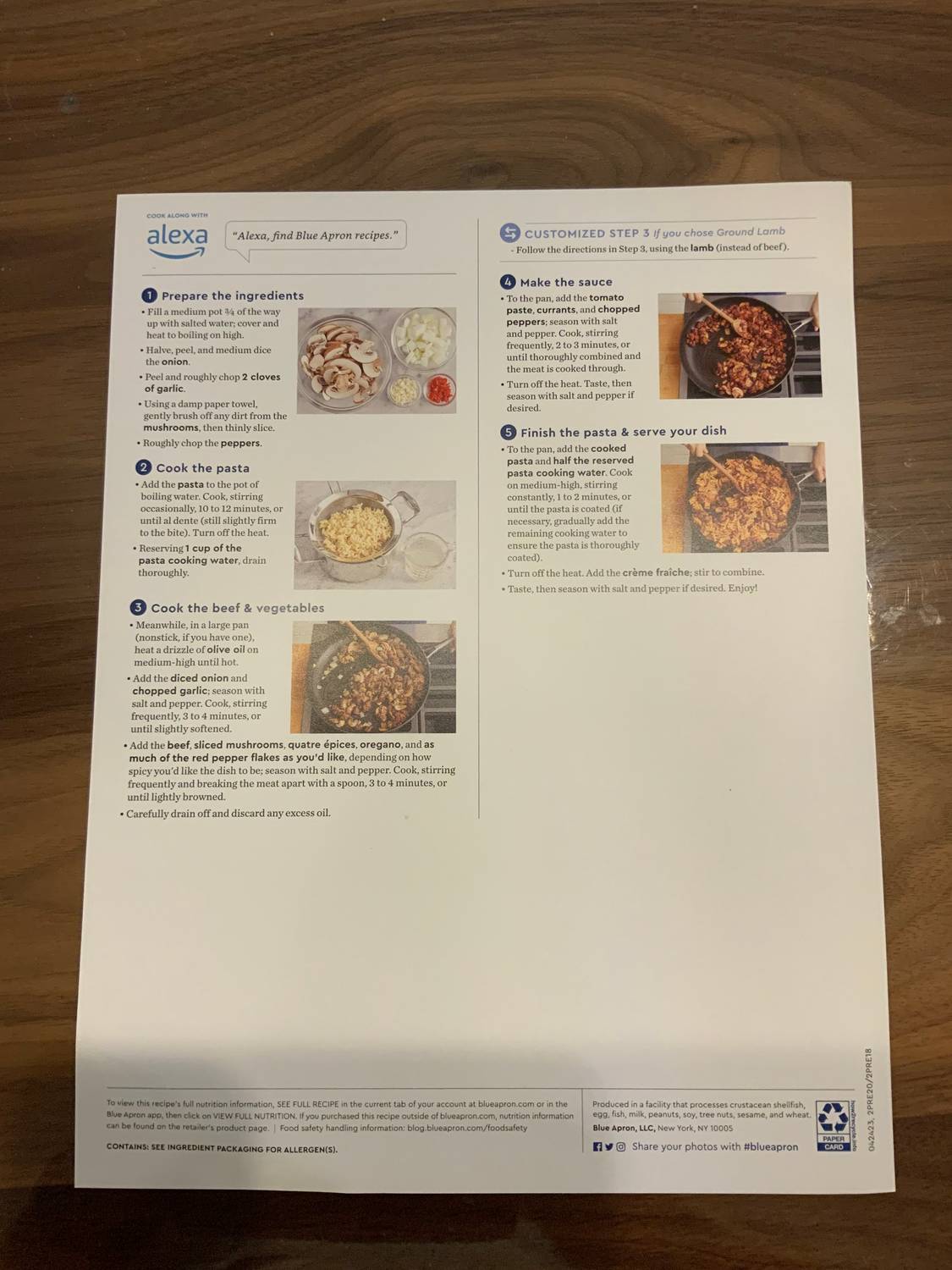 Recipe card back
