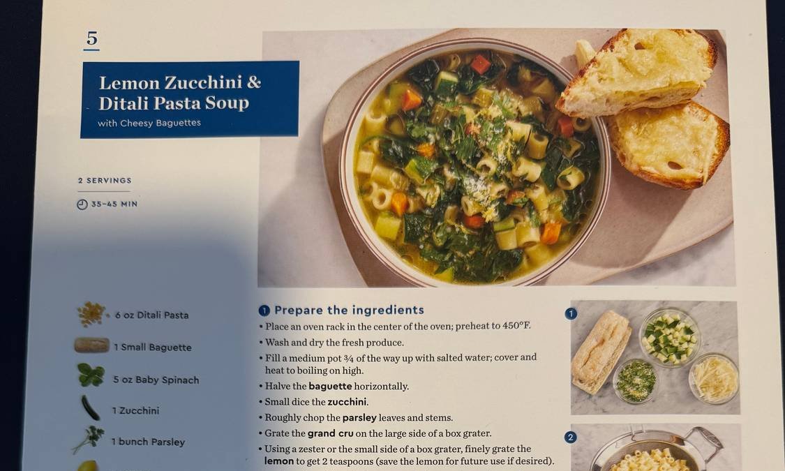 Lemon Zucchini & Ditali Pasta Soup