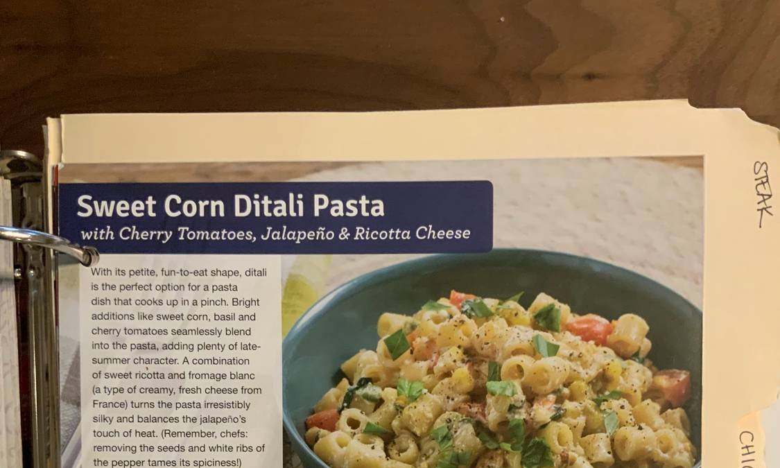 Sweet Corn Ditali Pasta